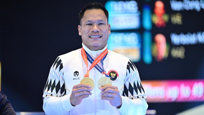 Atlet Indonesia Abdul Hadi dalam kejuaraan Bangkok 2026 Para Powerlifting Asia-Oceania Open Championship di Bangkok, Thailand. Hadi berhasil meraih medali emas kategori elite 49 kilogram putra dengan angkatan 179 kilogram. NPC INDONESIA/Agung Wahyudi