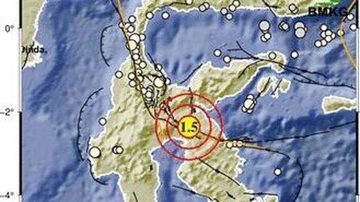 Gempa bumi berkekuatan magnitudo (M) 1,5 mengguncang Luwu Timur.