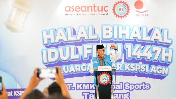 Kapolri Jenderal Listyo Sigit Prabowo menghadiri acara halalbihalal Idul Fitri 1447 H Keluarga Besar Konfederasi Serikat Pekerja Seluruh Indonesia AGN. (Dok. Polri)