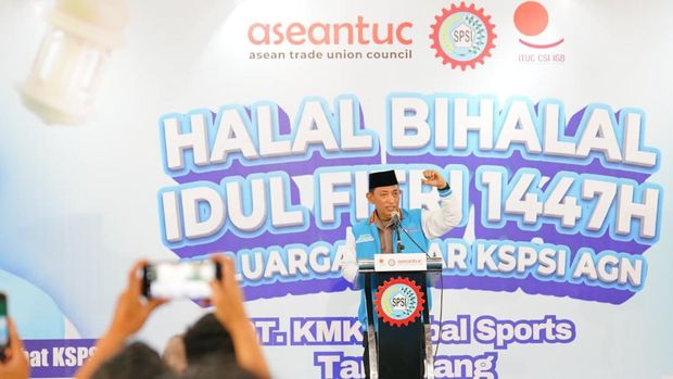 Kapolri Jenderal Listyo Sigit Prabowo menghadiri acara Halal Bihalal Idul Fitri 1447 H Keluarga Besar Konfederasi Serikat Pekerja Seluruh Indonesia (KSPSI) AGN. (dok Polri)