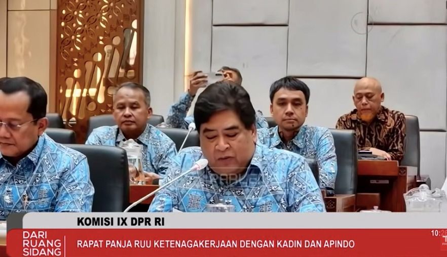 Komisi IX DPR RI, Rapat panja RUU Ketenagakerjaan dengan Kadin dan Apindo. (Tangkapan Layar)