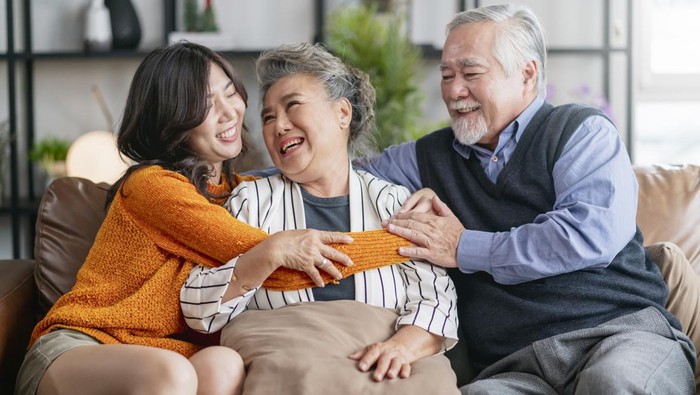 Ilustrasi anak dan orang tua