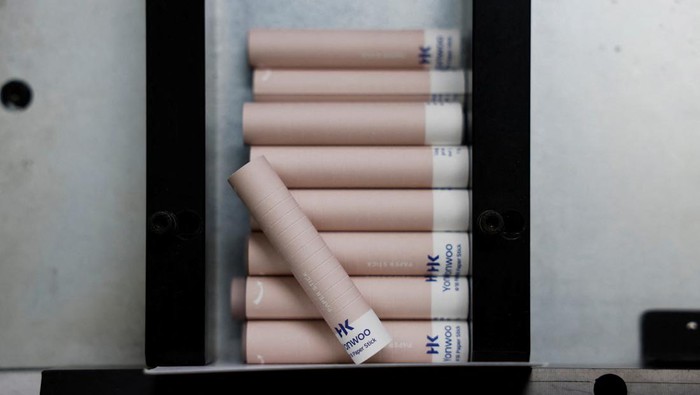 Part of a production line for facial mask pouches stands idle at a factory in Pyeongtaek, South Korea, April 8, 2026. REUTERS/Kim Soo-hyeon