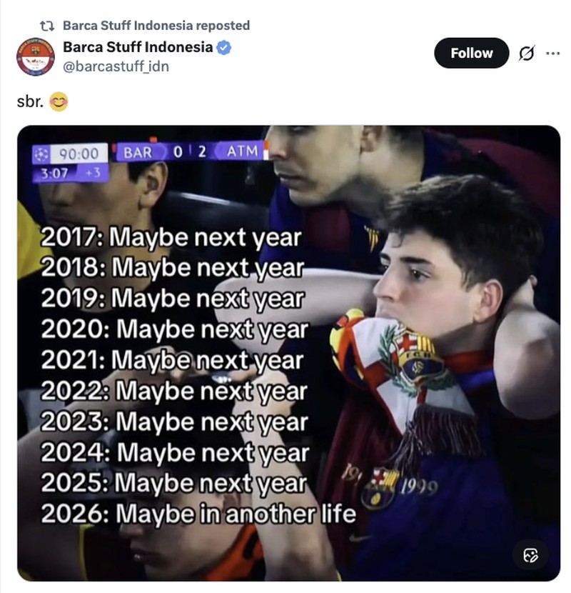 Meme Barca Tersingkir dari Liga Champions