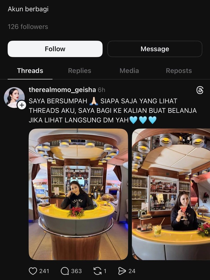 Awas Penipuan! Momo eks Geisha Gak Pernah Bagi-bagi Uang ke Followers