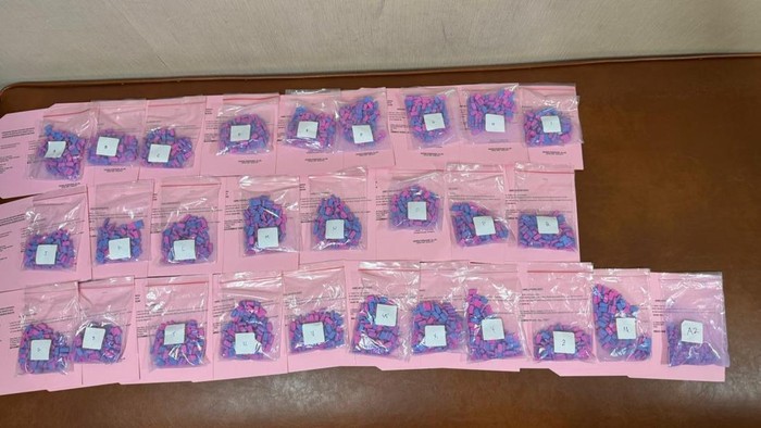 Polisi menangkap dua pelaku berinisial MI dan R dengan barang bukti 2.700 butir ekstasi. Barang bukti ekstasi tersebut diduga berasal dari negara Prancis. (dok Ist)