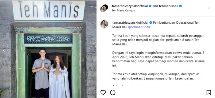 Potret Warung Makan Milik Tamara Bleszynski di Bali yang Dikabarkan Tutup