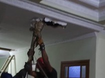 Ngeri! Dua Biawak Jumbo Bersarang di Plafon Rumah Warga Kuningan
