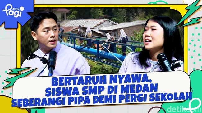 Video: Bertaruh Nyawa, Siswa SMP di Medan Seberangi Pipa Demi Pergi Sekolah