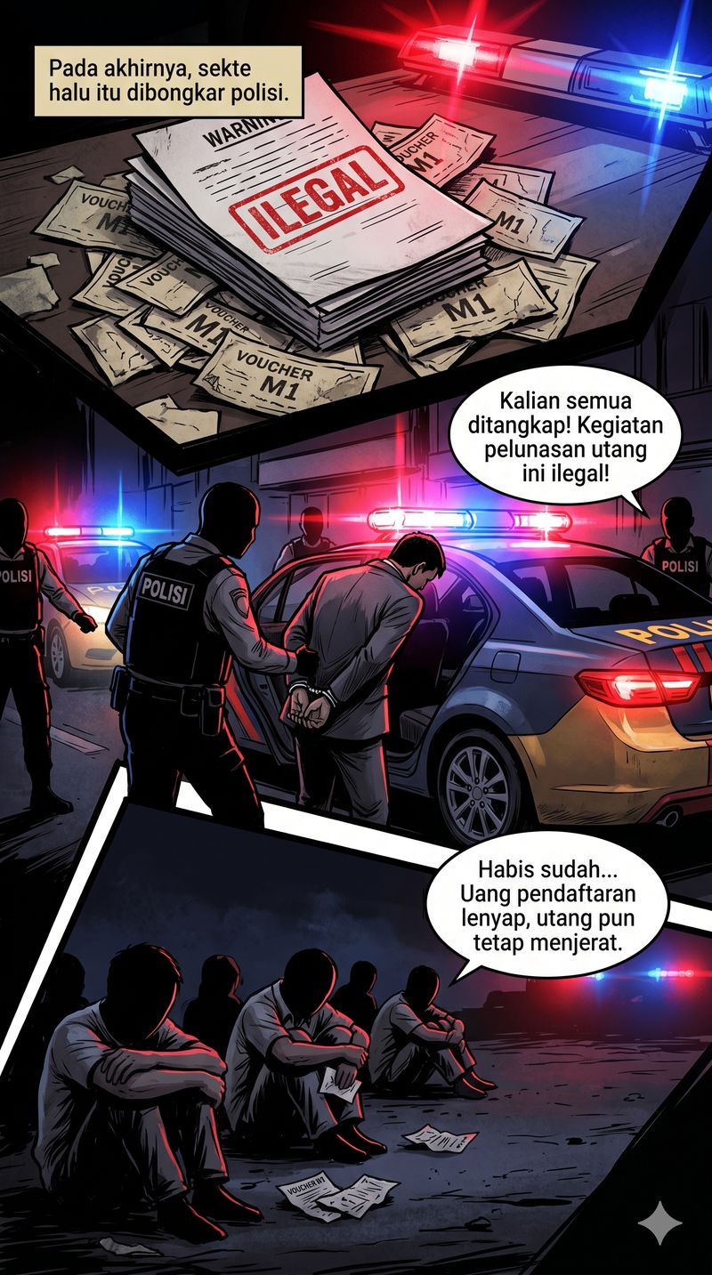 Ilustrasi Komik Kasus Sekte Penghapus Utang di Cirebon Ilustrasi komik kasus Sekte Penghapus Utang di Cirebon.