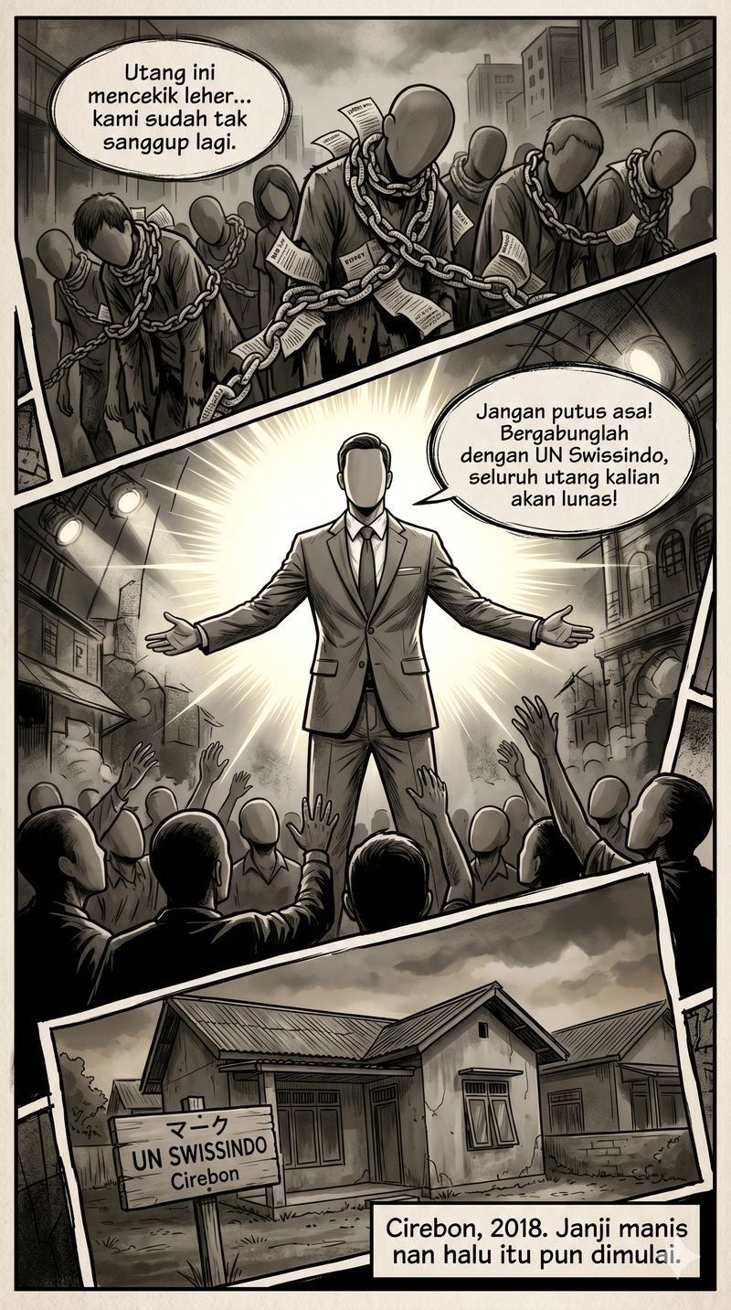 Ilustrasi Komik Kasus Sekte Penghapus Utang di Cirebon Ilustrasi komik kasus Sekte Penghapus Utang di Cirebon.