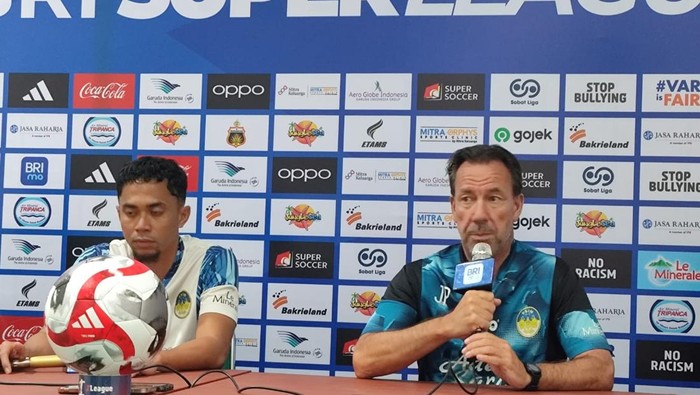 Jumpa pers PSIM Jogja di Stadion Sumpah Pemuda, Bandar Lampung, Kamis (16/4/2026).