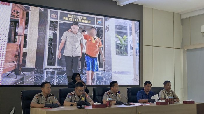Konferensi pers curanmor di Polres Lamongan.