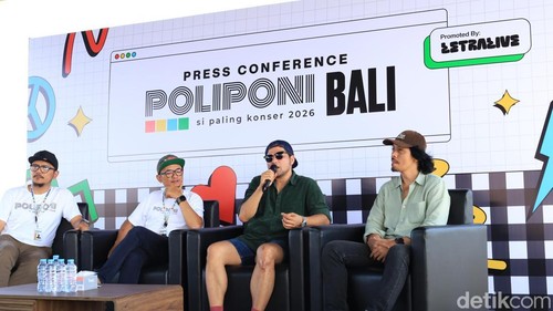 Konferensi pers konser Sheilan On 7 di BUTC, Gianyar, Bali, Kamis (16/4/2026).