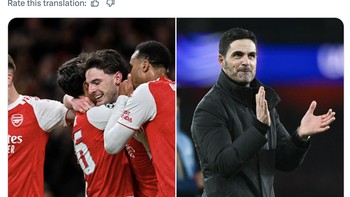 Arsenal semakin dekat meraih Liga Champions dan Liga Inggris sekaligus. Foto: X.com