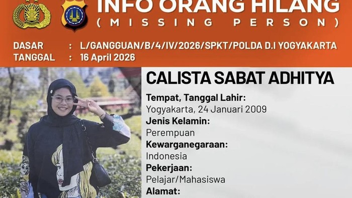 Bantu Cari Dab! Mahasiswi Asal Bantul Ini Sudah 6 Hari Tak Pulang