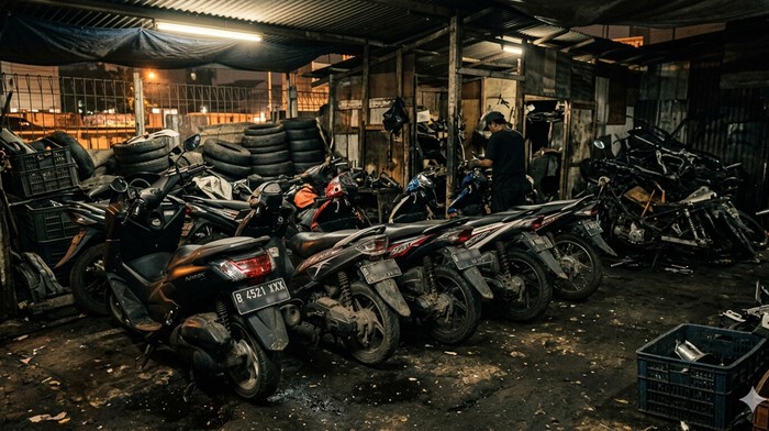 Ilustrasi sepeda motor curian