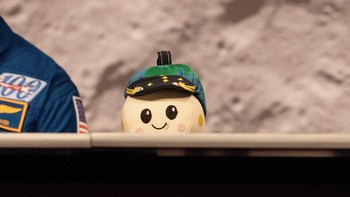 Rise menjadi maskot resmi misi Artemis II yang mendampingi empat astronaut NASA dalam perjalanan mengelilingi Bulan. REUTERS/Lexi Parra  