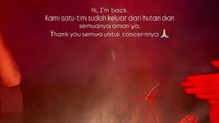 Wendy Walters mengabarkan dirinya sudah turun dari pendakian Gunung Leuser, Aceh Sumatera Utara. Kondisinya aman. Foto: Instagram @wendywalters