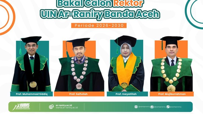 Bakal calon rektor UIN Ar Raniry. (Dok UIN Ar-Raniry)