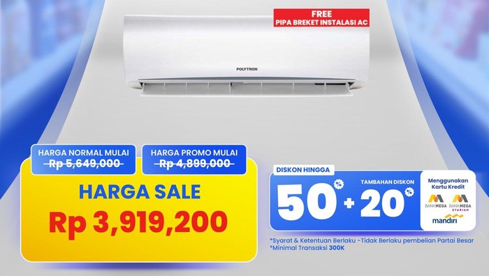 Beli AC Split 1PK di Transmart Full Day Sale, Dapat Didiskon Hingga Rp 1,7 Jutaan