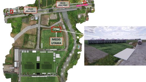 Lokasi tenda medis utama Kemala Run 2026 yang digelar di Bali United Training Center, Gianyar, Minggu (19/4/2026).
Dok: Polda Bali