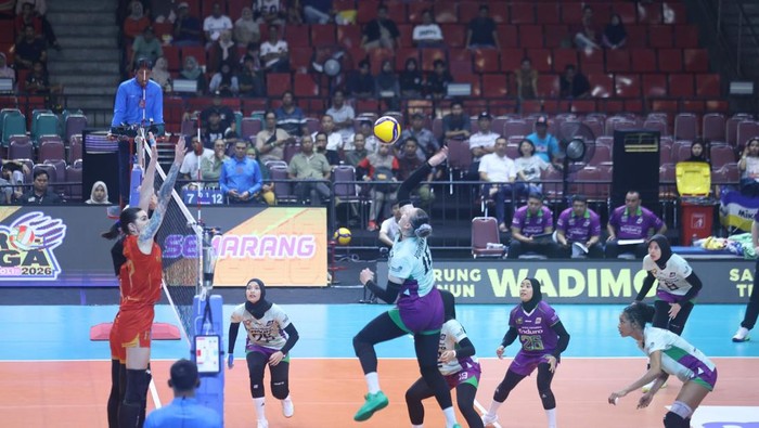 Laga Final Four Proliga 2026 yang berlangsung di GOR Jatidiri Semarang.
