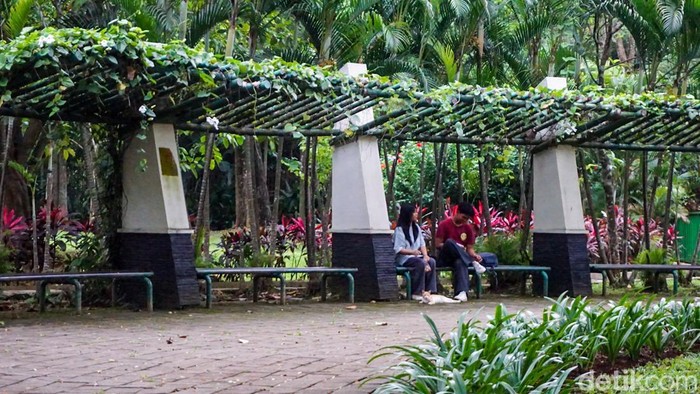 Sejumlah warga memanfaatkan waktu luang dengan bersantai di Taman Tabebuya, Jakarta Selatan, Jumat (17/4/2026). Ruang terbuka hijau ini menjadi salah satu pilihan rekreasi warga di tengah padatnya aktivitas perkotaan.