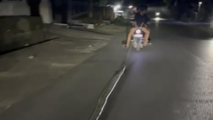 Ular piton 6 meter diseret pemuda di Kendari usai mati terlindas mobil.