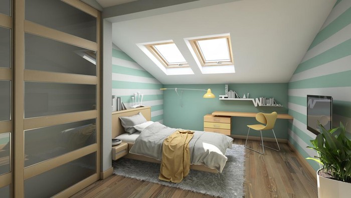 Bright Teenagers Room On Attic