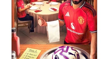 Meme Bruno kasih assist ke striker MU. Foto: Screenshot X