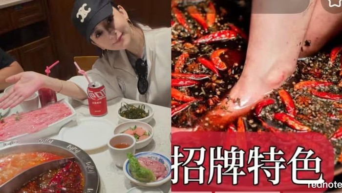 Model Ini Rendam Kaki di Kuah Mala Hotpot untuk Perawatan