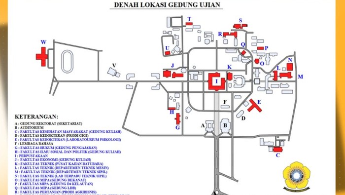 Denah lokasi ruang UTBK Unsri