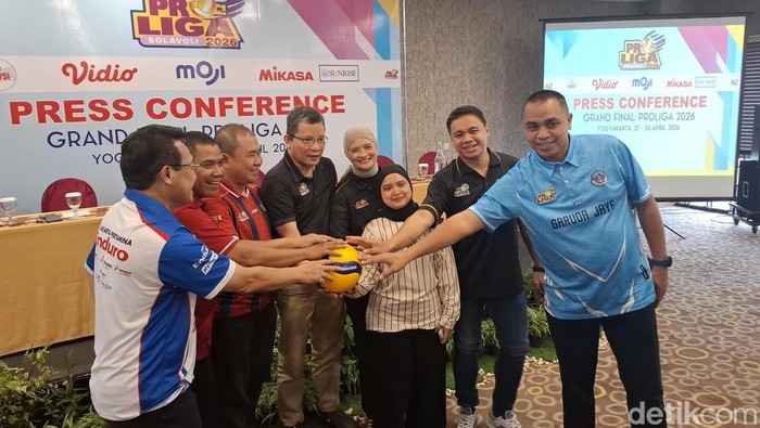 Jumpa pers jelang Grand Final Proliga 2026 di Gondokusuman, Kota Jogja, Senin (20/4/2026).