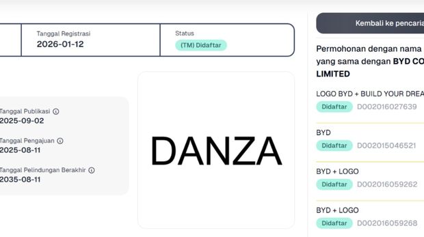 Pangkalan Data Kekayaan Intelektual DANZA. (Tangkapan layar media sosial)