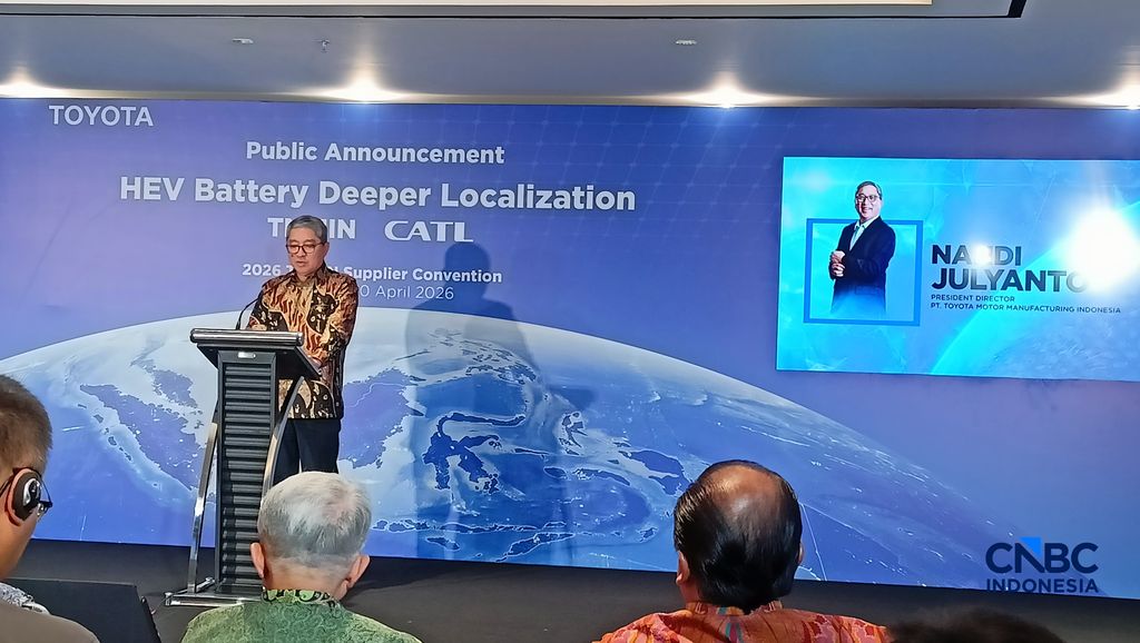 Presiden Direktur TMMIN, Nandi Julyanto dalam Public Announcement TMMIN di NICE PIK 2, Senin (20/4/2026). (CNBC Indonesia/Ferry Sandi)