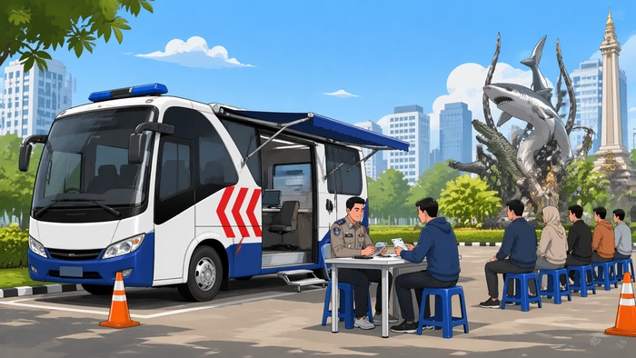 Ilustrasi SIM keliling di Surabaya.