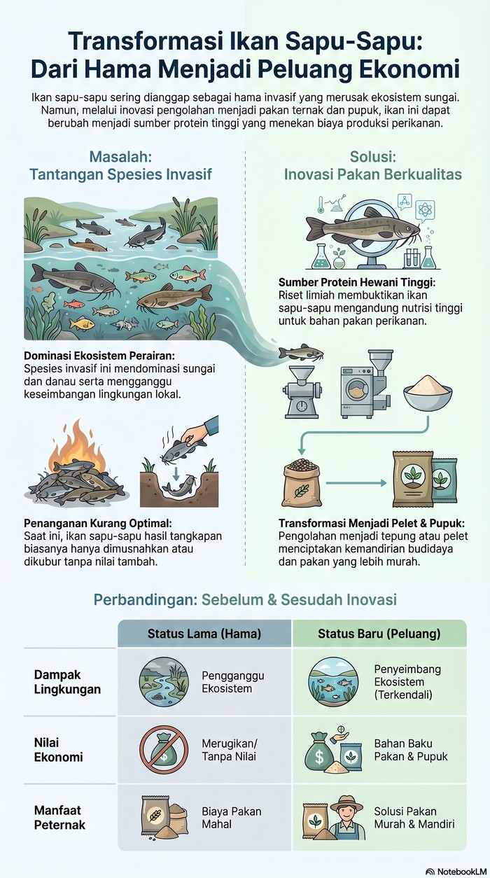 Infografis Manfaat Ikan Sapu-sapu.