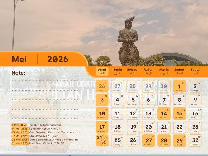 Jadwal libur Mei 2026 mencakup tanggal merah, cuti bersama, dan long weekend-nya.