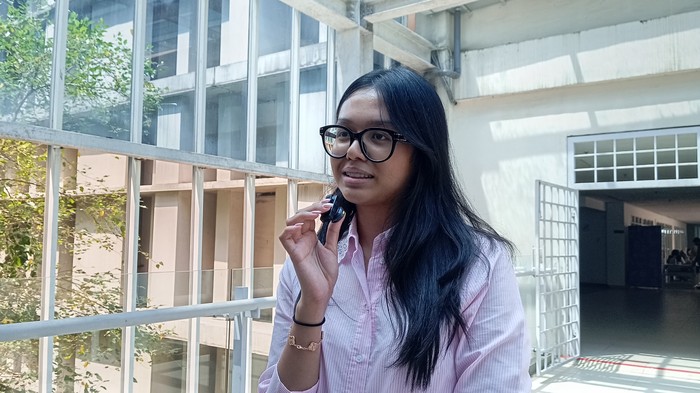 Peserta sesi pertama di hari pertama UTBK SNBT 2026 di UI, Andrea Debora, Selasa (21/4/2026).