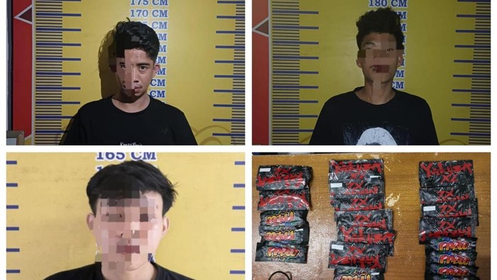 Tampang pelaku peredaran etomidate yang diringkus Polda Sumsel