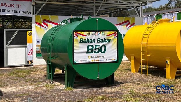 Tangki penyimpanan B50, di Wisma Balitsa, Lembang, Jawa Barat. Selasa (21/4/2026). (CNBC Indonesia/Firda Dwi Muliawati)