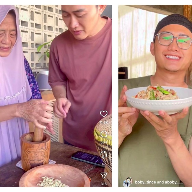 Jauh dari Hiruk Pikuk, Boby Tince Nikmati Masak Bareng Ibu di Desa