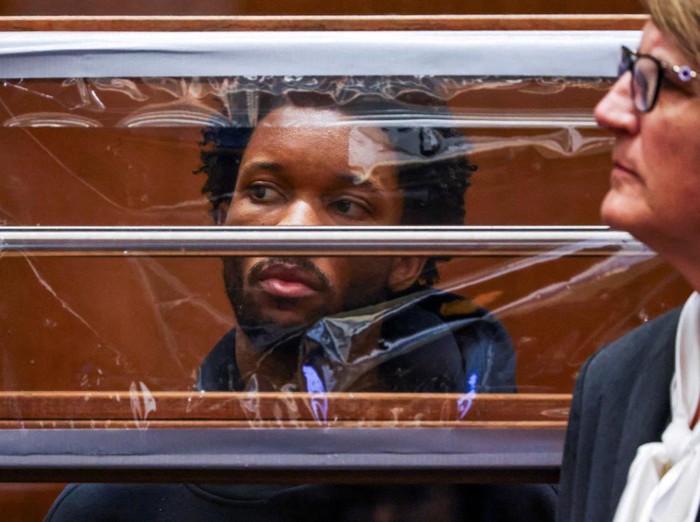 Singer David Anthony Burke, known as D4vd, looks on during his arraignment for the murder of Celeste Rivas Hernandez at the Clara Shortridge Foltz Criminal Justice Center in Los Angeles, California, U.S., April 20, 2026. Los Angeles County District Attorney Nathan J. Hochman announced earlier in the day that musician David Anthony Burke, known as D4vd, was charged today with murdering 14-year-old Celeste Rivas Hernandez, whose body was found decomposed and dismembered in his car that had been impounded in September 2025.    TED SOQUI/Pool via REUTERS