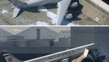 Kesalahan kecil, bencana besar. Pesawat tergelincir dan menghantam tanggul—biaya kerusakan tak terbayangkan, dampaknya mendunia. Foto: Boredpanda