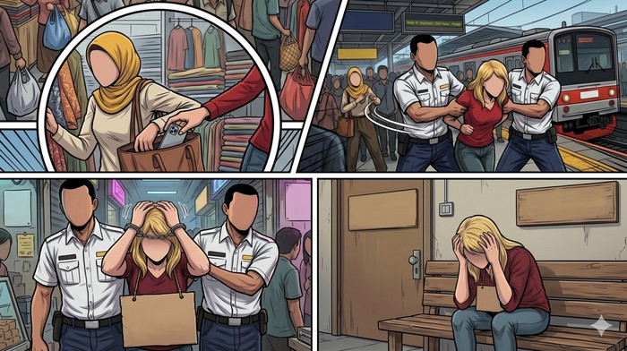 Ilustrasi Komik Wanita Copet