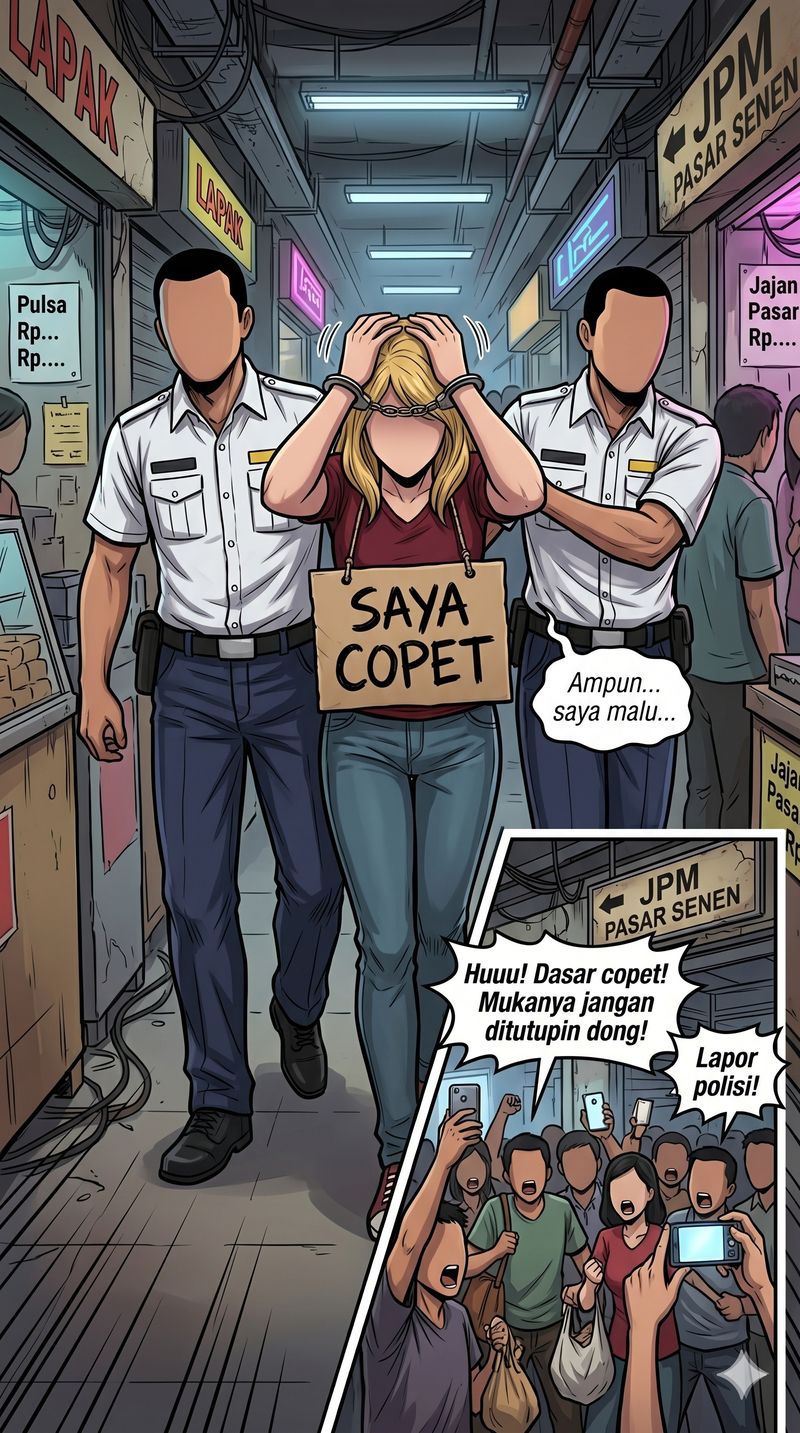 Ilustrasi Komik Wanita Copet