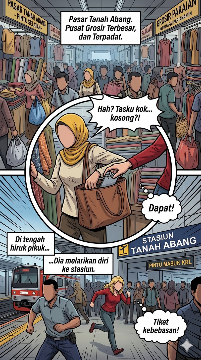 Ilustrasi Komik Wanita Copet
