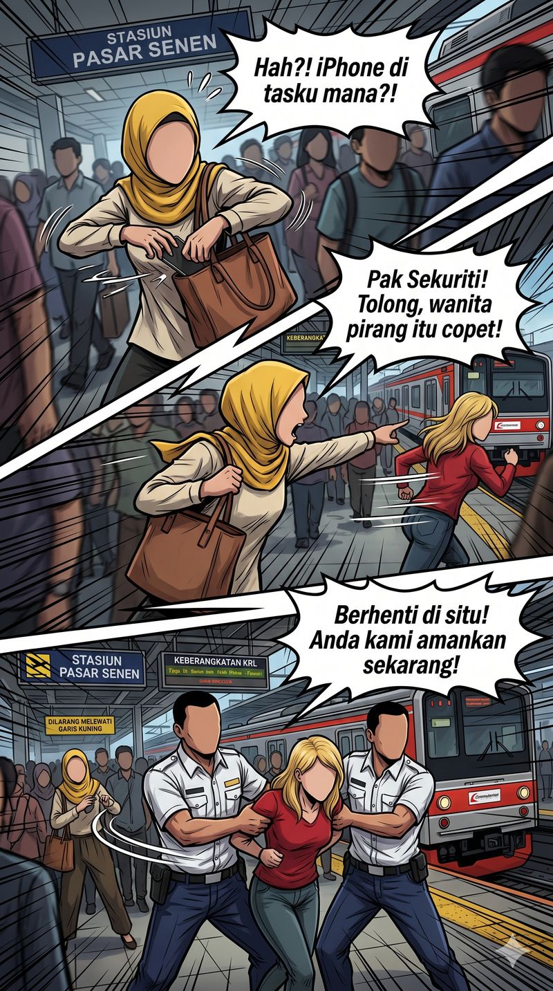 Ilustrasi Komik Wanita Copet