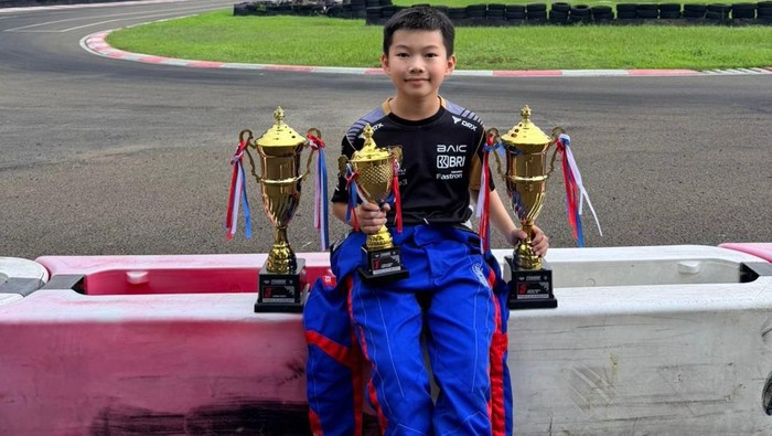 Pebalap karting muda Indonesia Morgan Holindo.